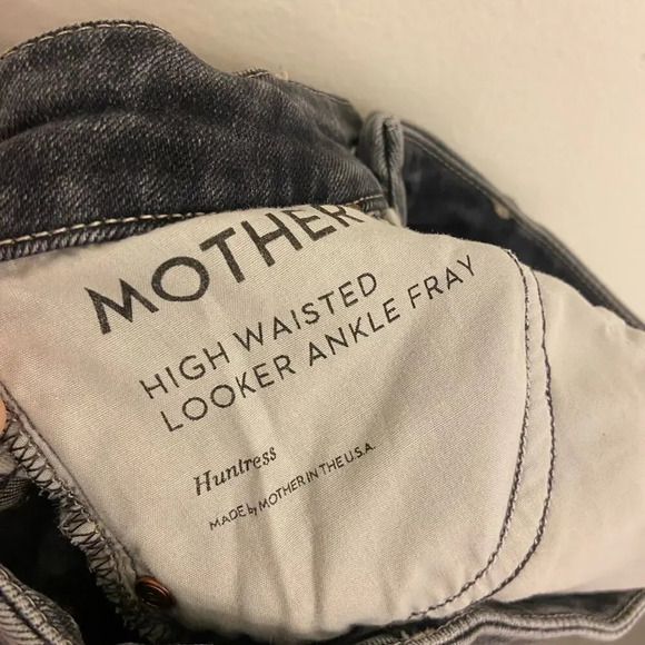 MOTHER Denim High Waist Looker Ankle Fray Huntress Gray Size 24 - Picture 6 of 7
